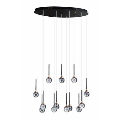 Enzo Staircase Chandelier Ss + Alu+Crystal D55 Xh20X W55 Led Black/Clear Zl2564/13B